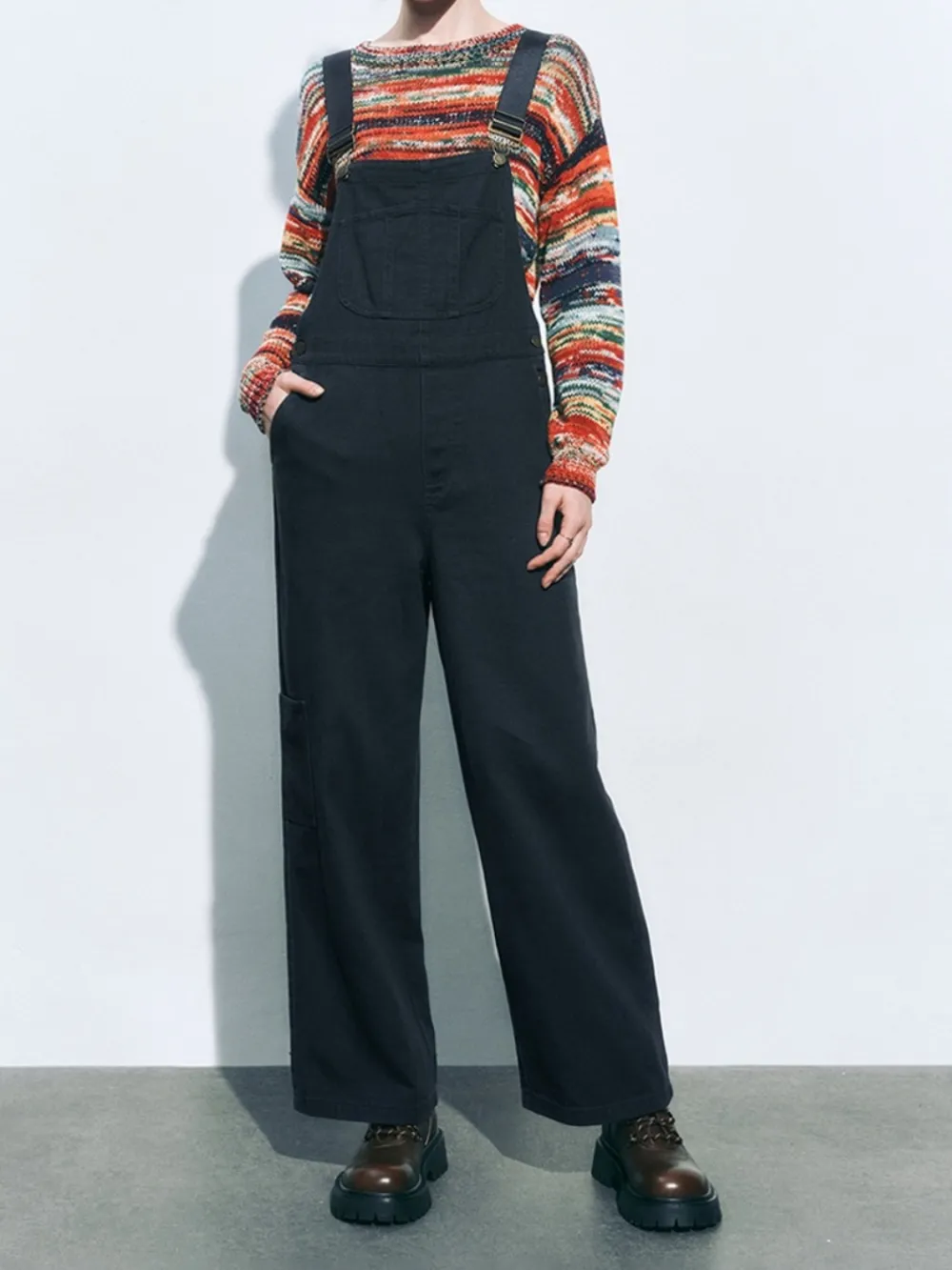 Vintage Wide-Leg Overalls with Pockets