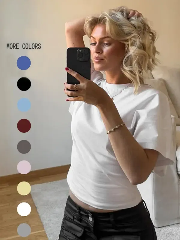 Women's Solid Color Round Neck Tee