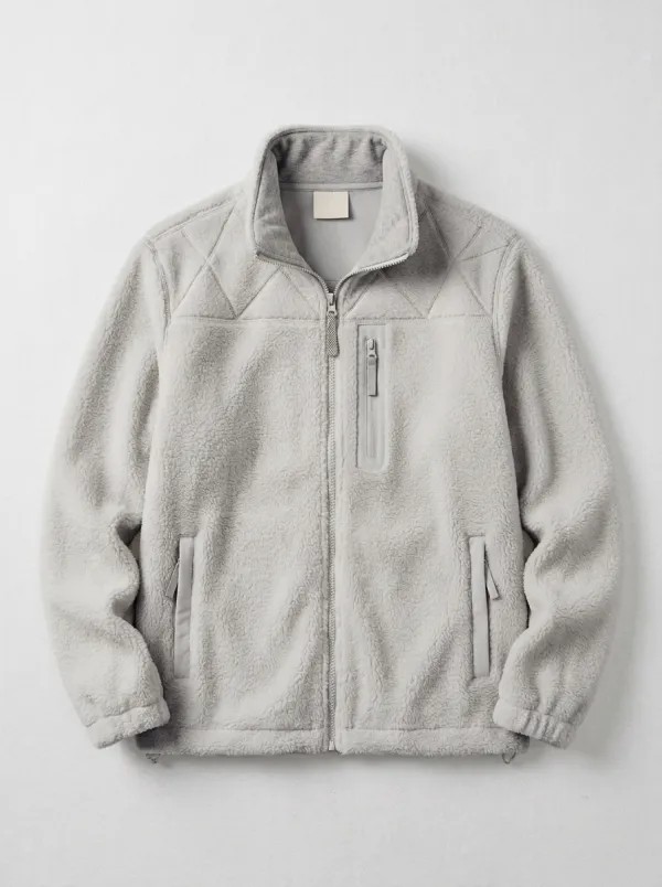 Off Quilted Shoulder Sherpa Fleece Jacket