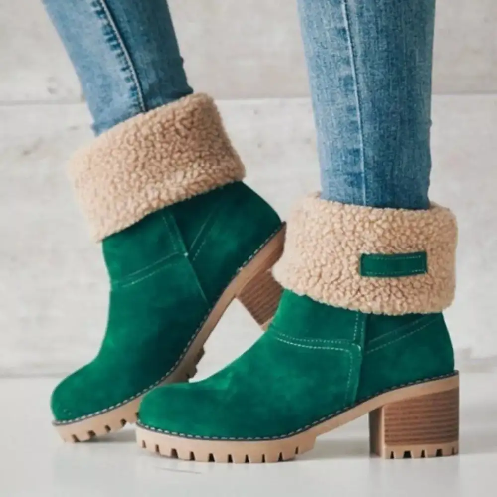 Round Toe Block Heels Boots