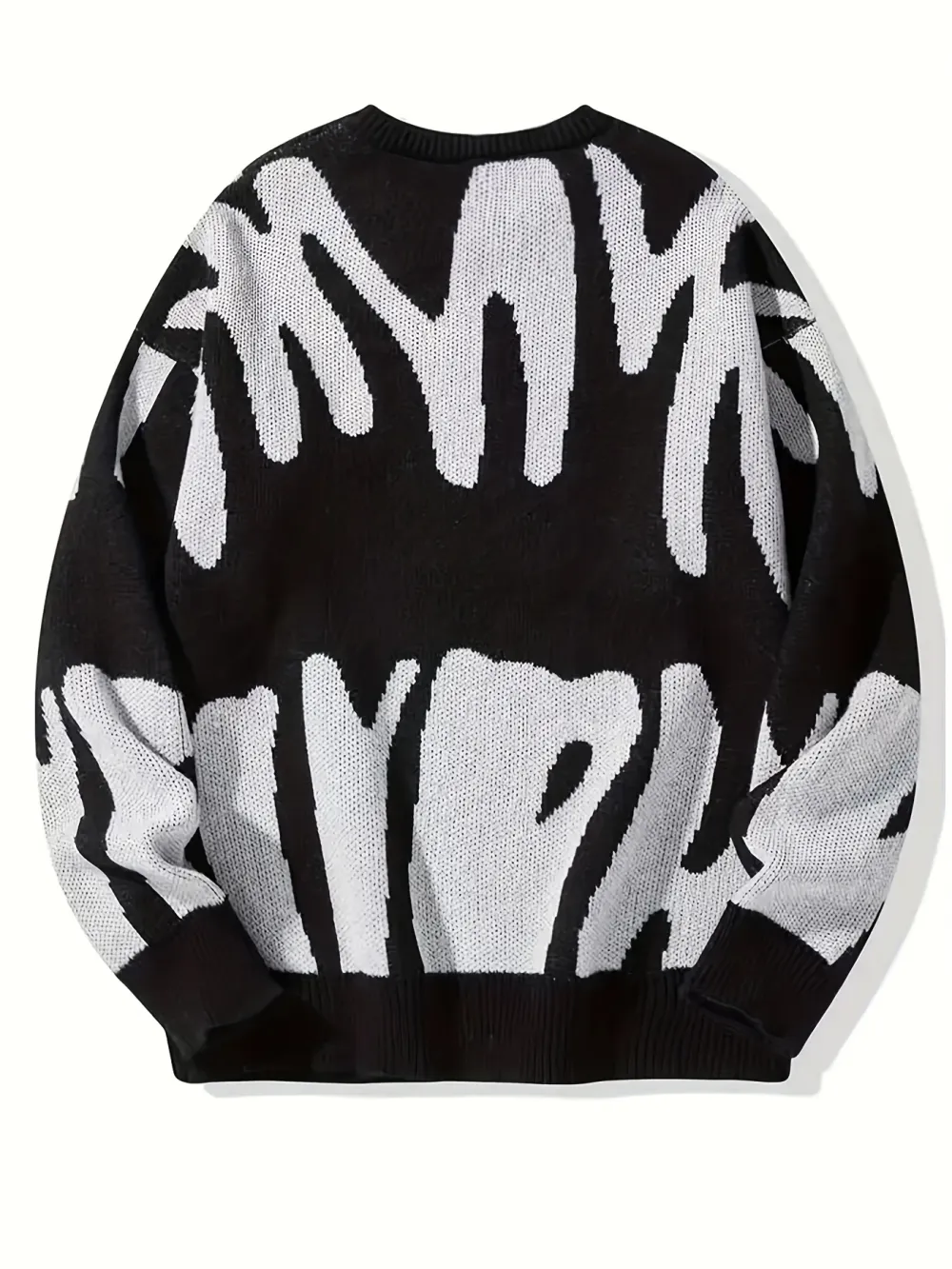 Y2k Graphic Pattern Pullover Sweater Crew Neck