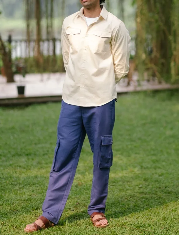 Eggshell Heavyweight Cotton Overshirt Jacket