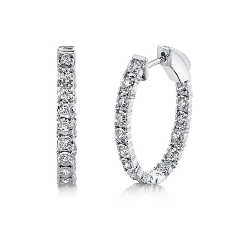 Delicate Oval Gem Detail Hoop Earrings
