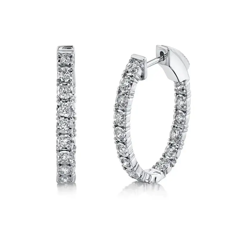 Delicate Oval Gem Detail Hoop Earrings