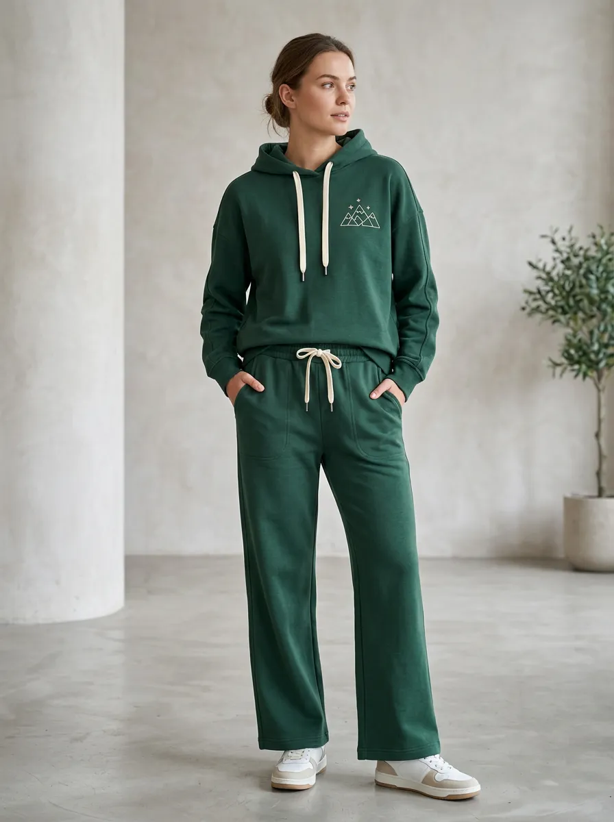 Women's Nature Lover Mountain Stars Printed Hoodie Sweatpants Set