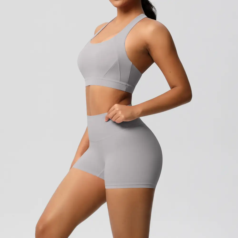 Cross-Back Backless Two-Piece Shorts Active Set