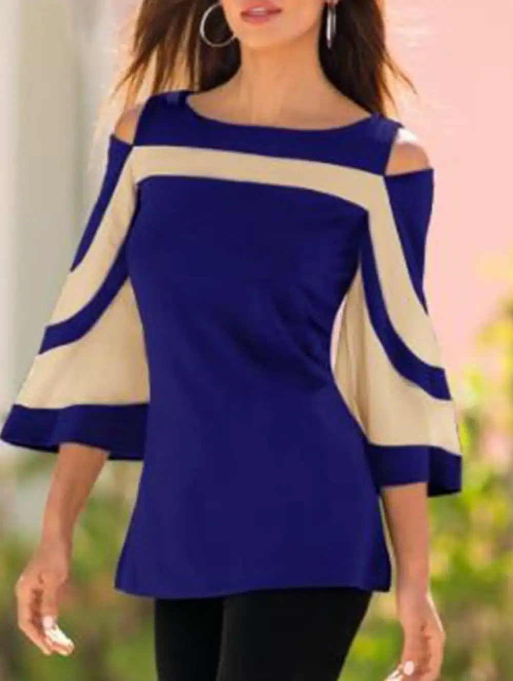 Off-Shoulder Flared Sleeve Top Tee