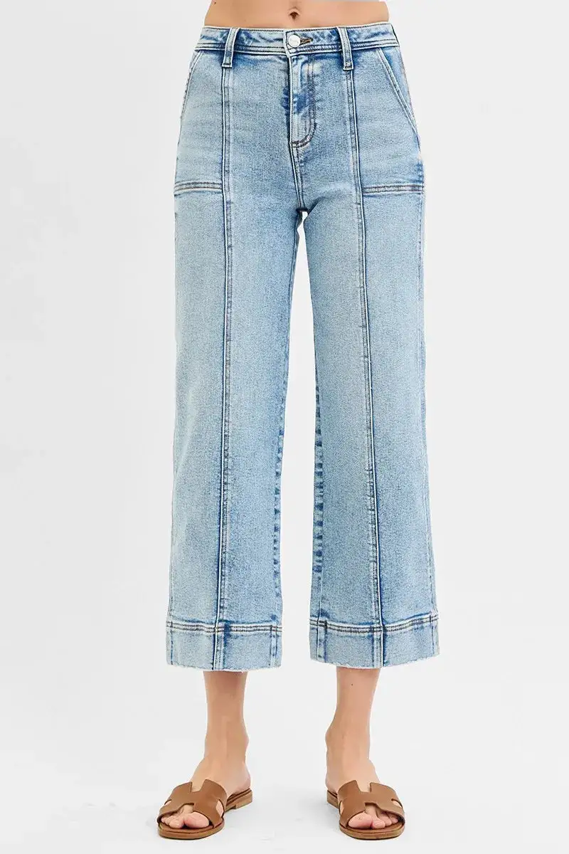 Everyday High Rise Front Seam Wide Leg Jeans