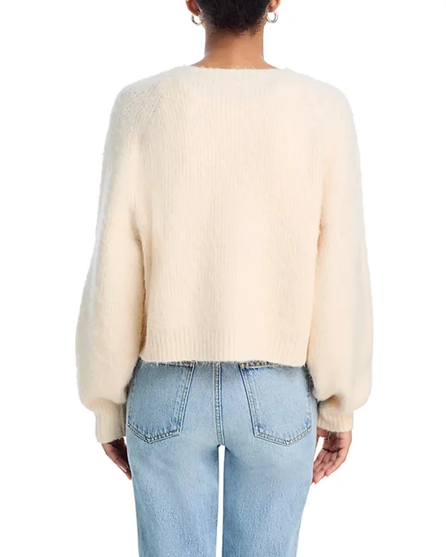 Drop Shoulders Crewneck Button Front Cardigan