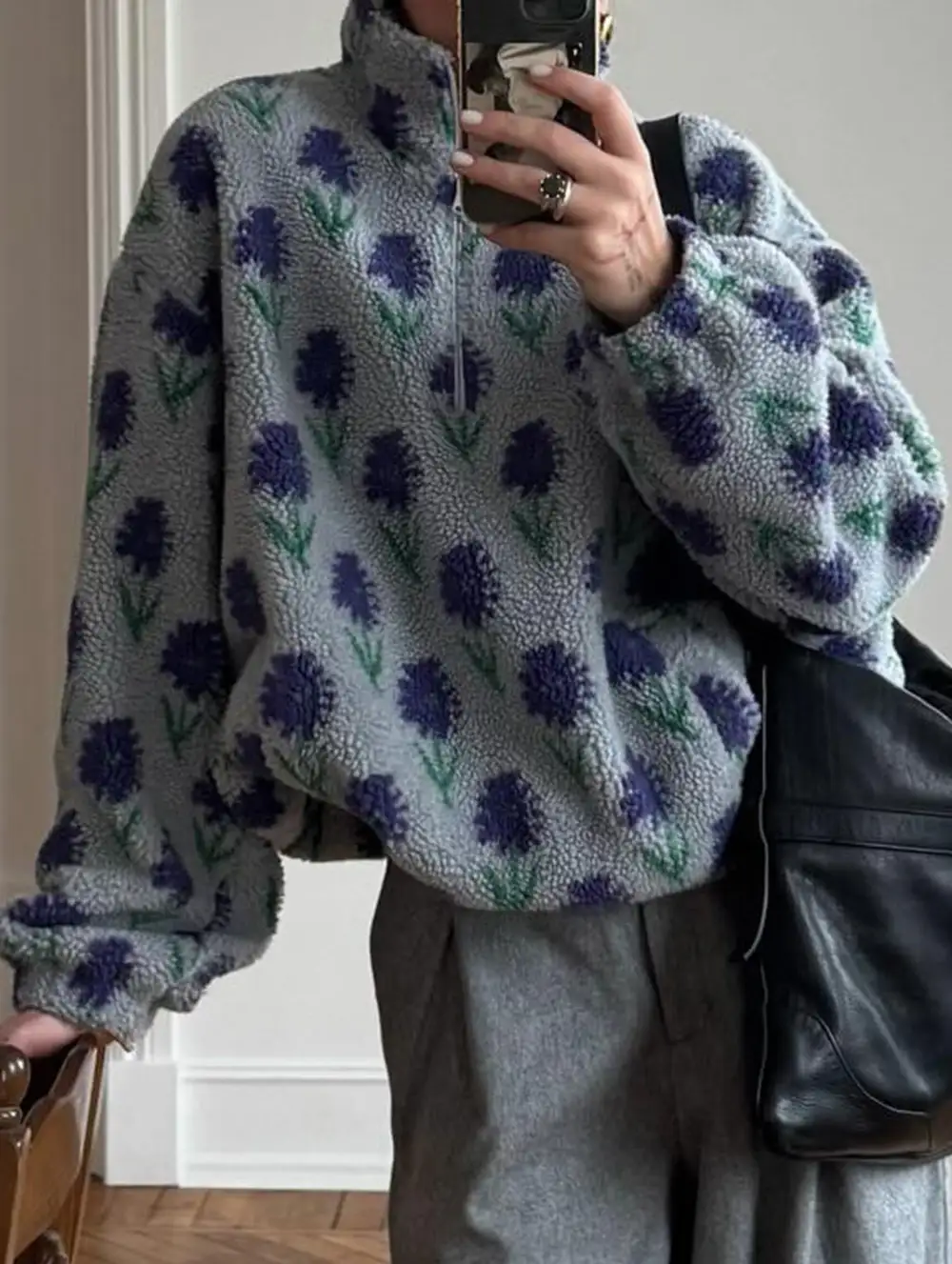 Stand Collar Long Sleeve Sweatshirt
