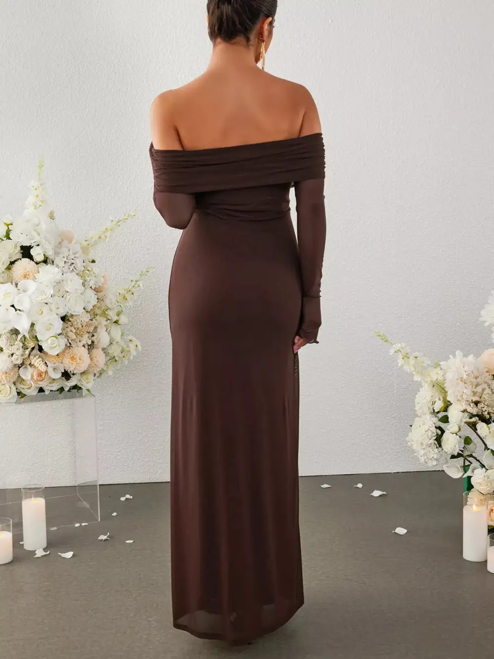Wearable Cut Ruched Long Sleeve Maxi Dress