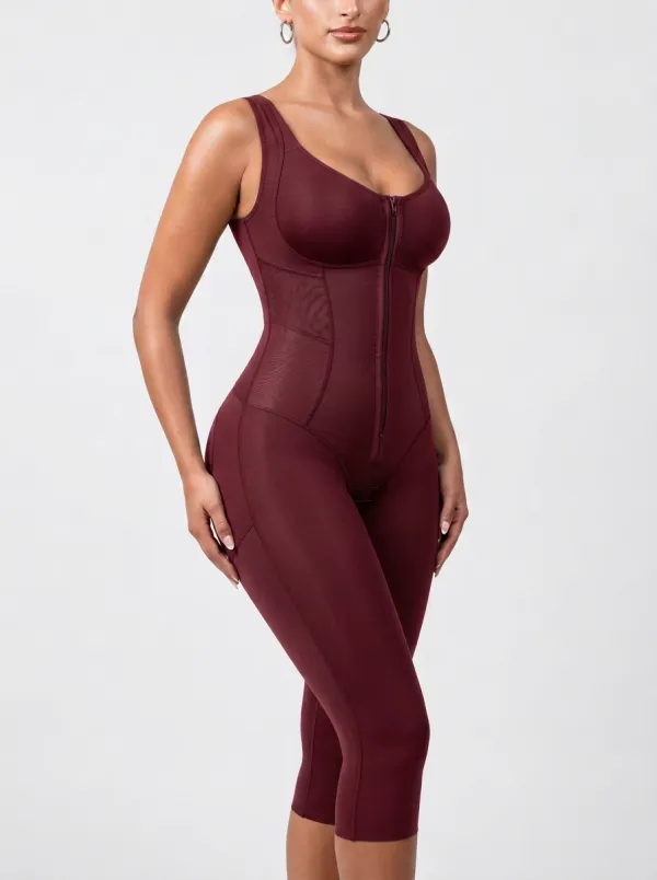 Women's Tummy Control Zipper Front Sleeveless Bodysuit Shapewear