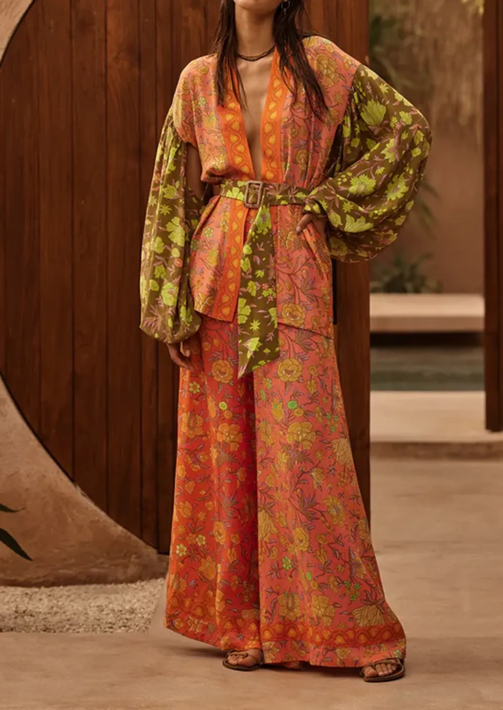 FLORAL WIDE LEG PANTS