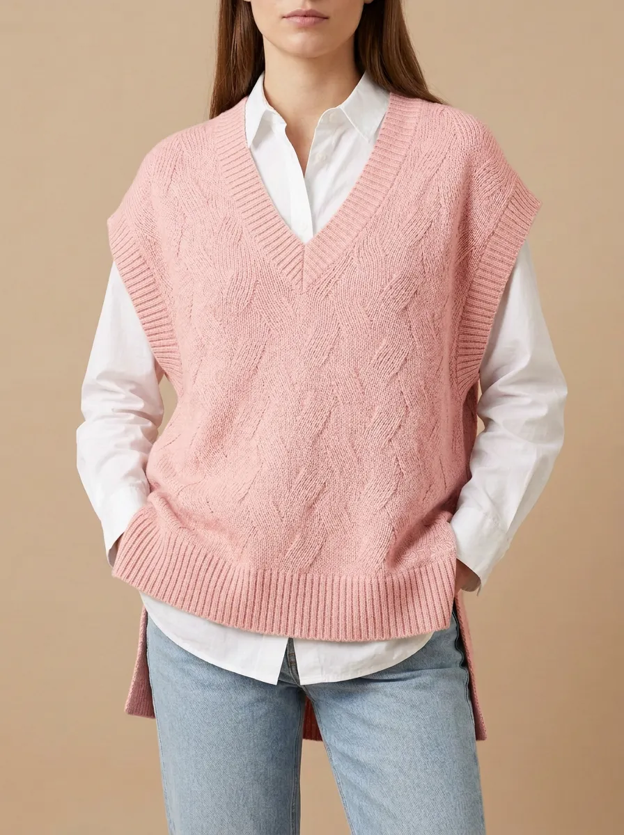 Classic Cable Vneck Sweater Vest