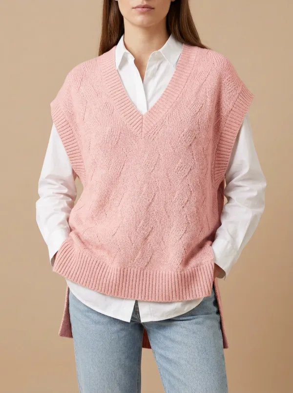 Classic Cable Vneck Sweater Vest