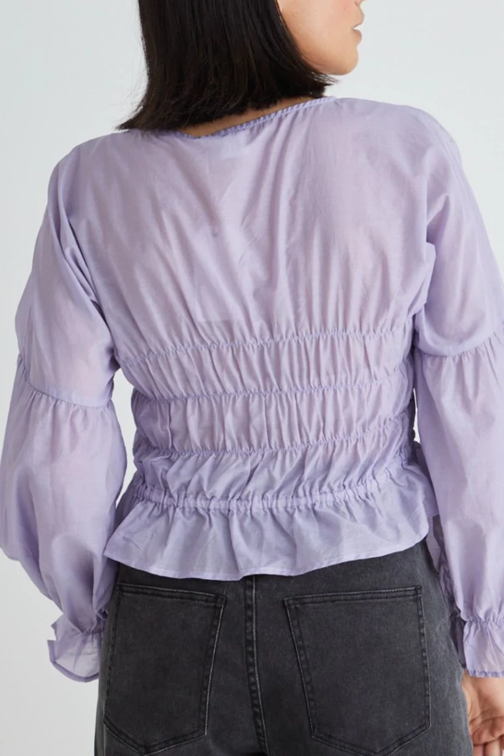 Purple Cropped Tie - Front Blouse
