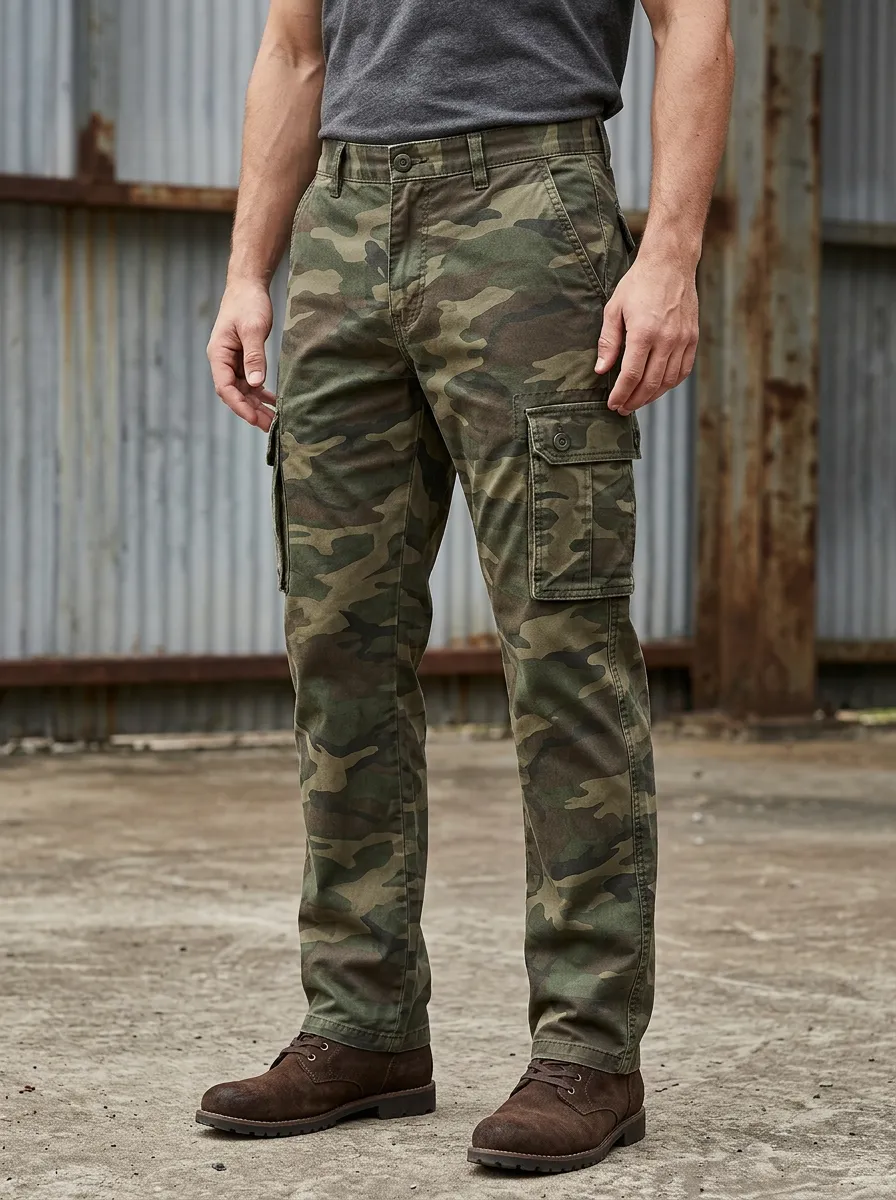 Men's Utility Classic Camo Multi-Pocket Straight Leg Cargo Pants