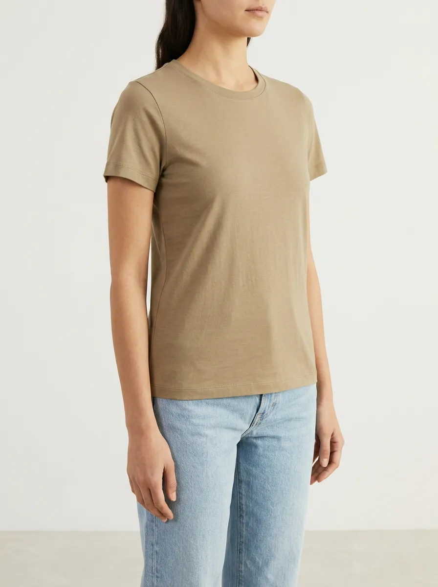 Soft-Look Minimalist Women's Cotton Crew Neck T-Shirt