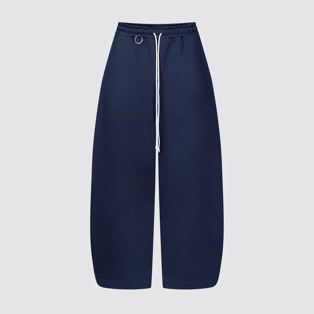 Drawstring Pocketed Barrel Leg Wide Barrel Ultra Heavyweight Barrel French Terry Sweatpants