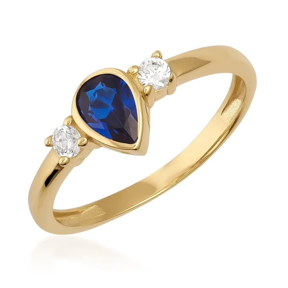 Simulated Sapphire Pear Cut Vintage Ring