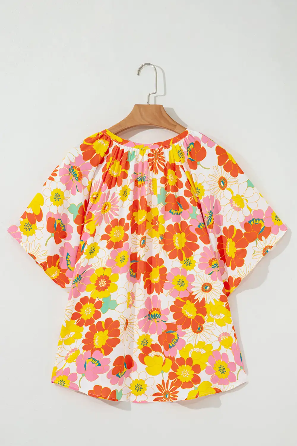 Floral Abstract Print V-Neck Blouse