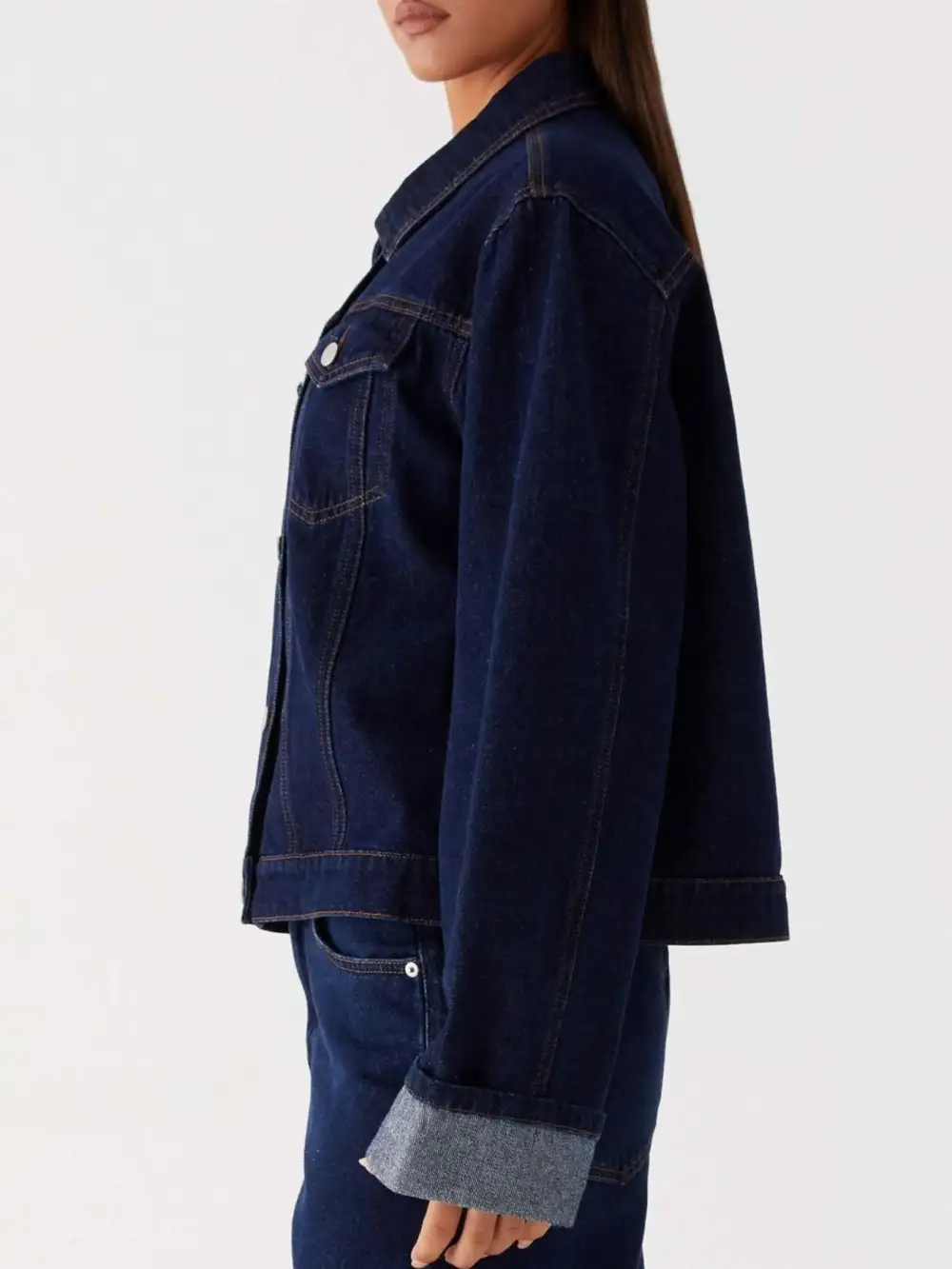 Button Down Cropped Oversized Jacket