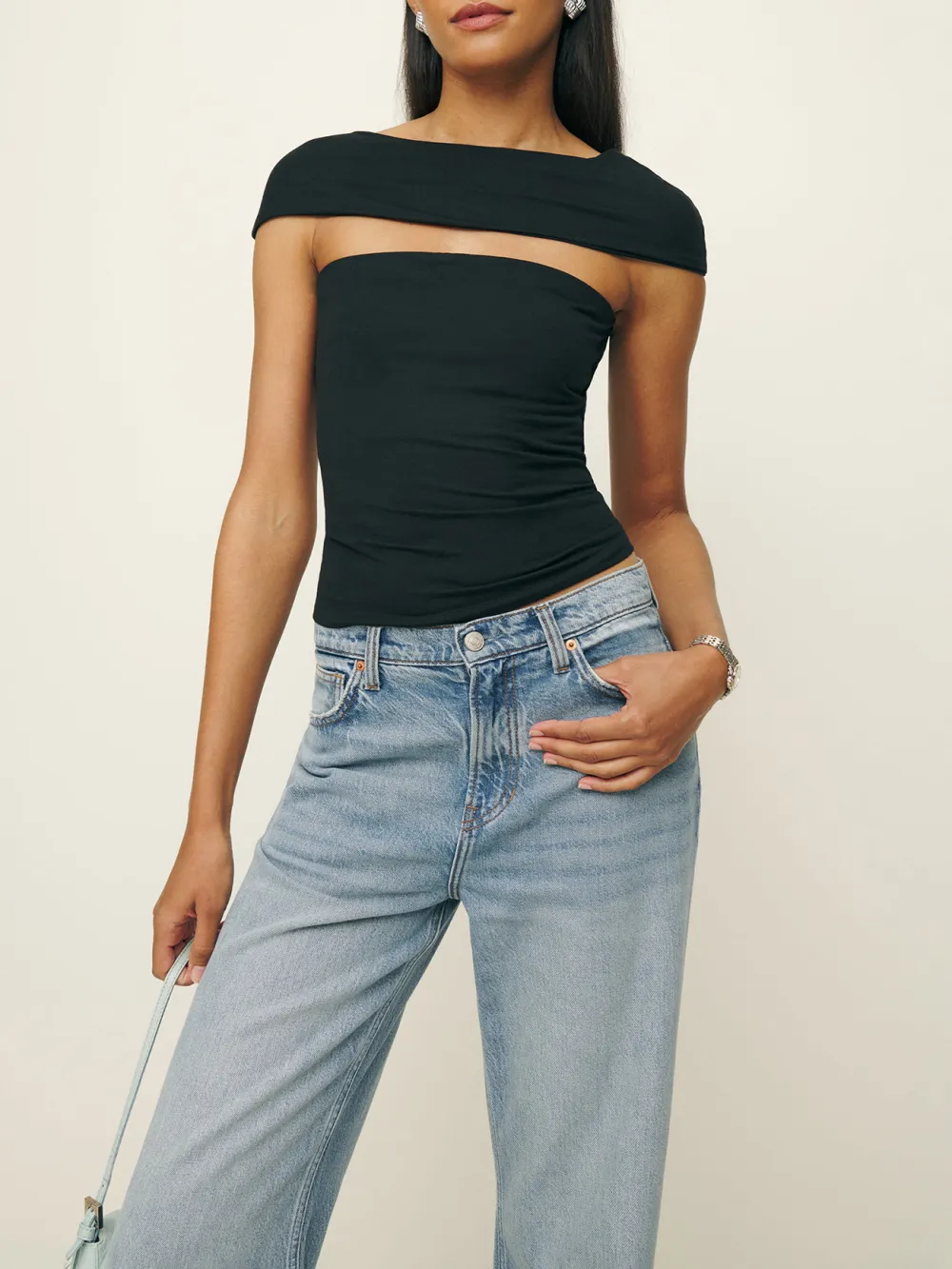 Asymmetric Cutout Ruched Crop Top
