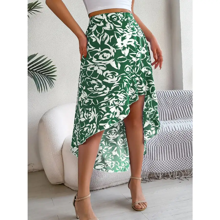 High-low Printed High Waist Skirt