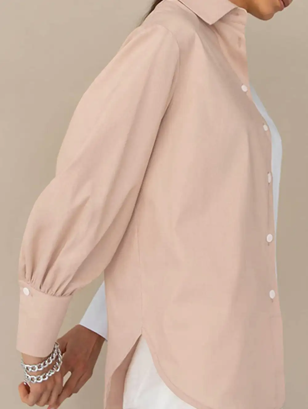 Simple Patchwork Contrast Detail Shirt