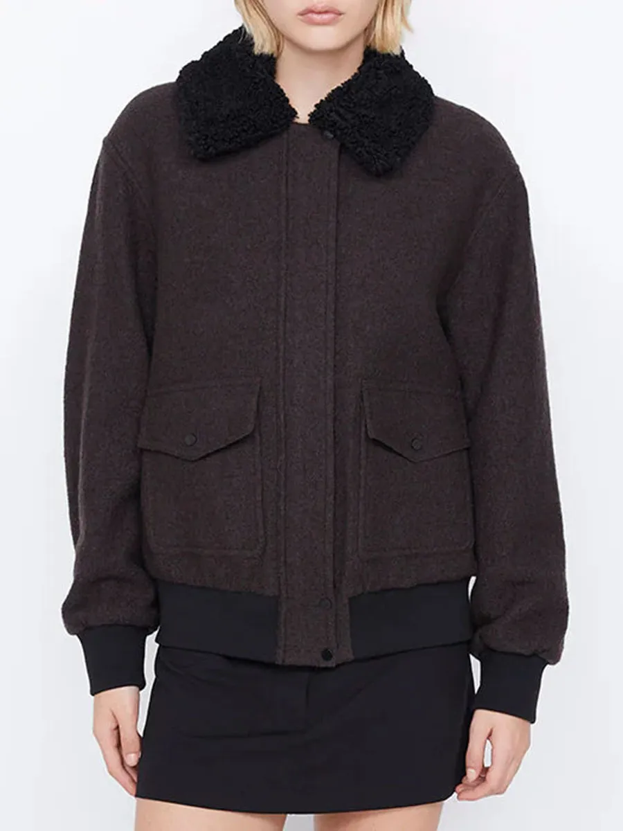 FUZZY COLLAR CASUAL JACKET