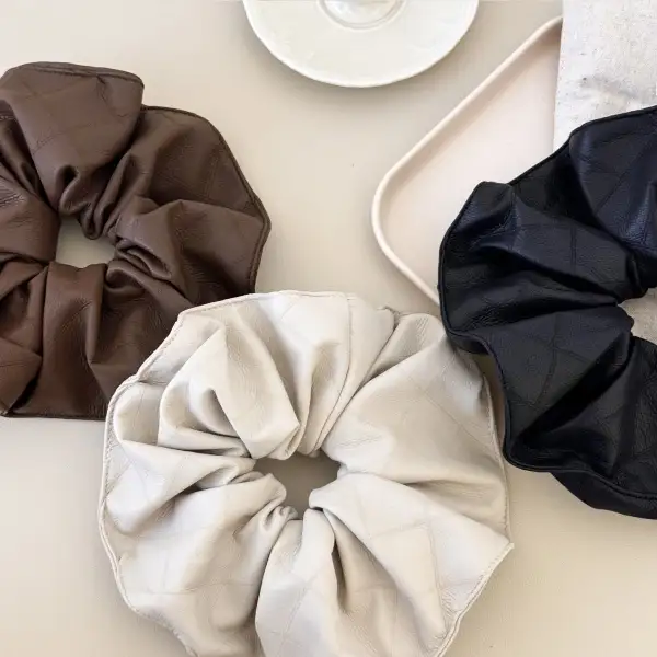 Elastic PU Leather Hair Scrunchie Set