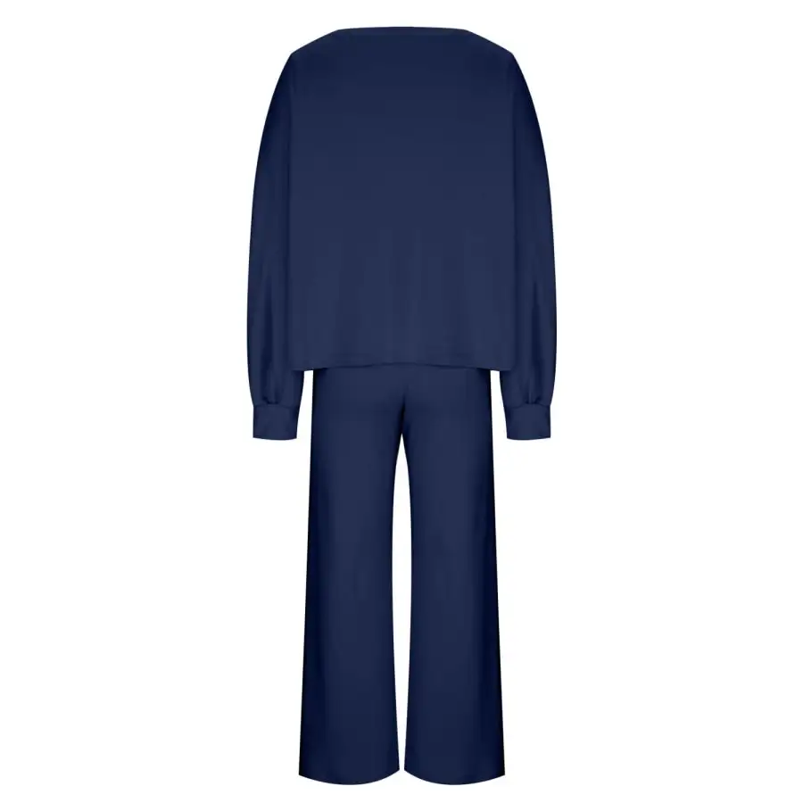 Casual Round Neck Long Sleeve Top and Pants Set