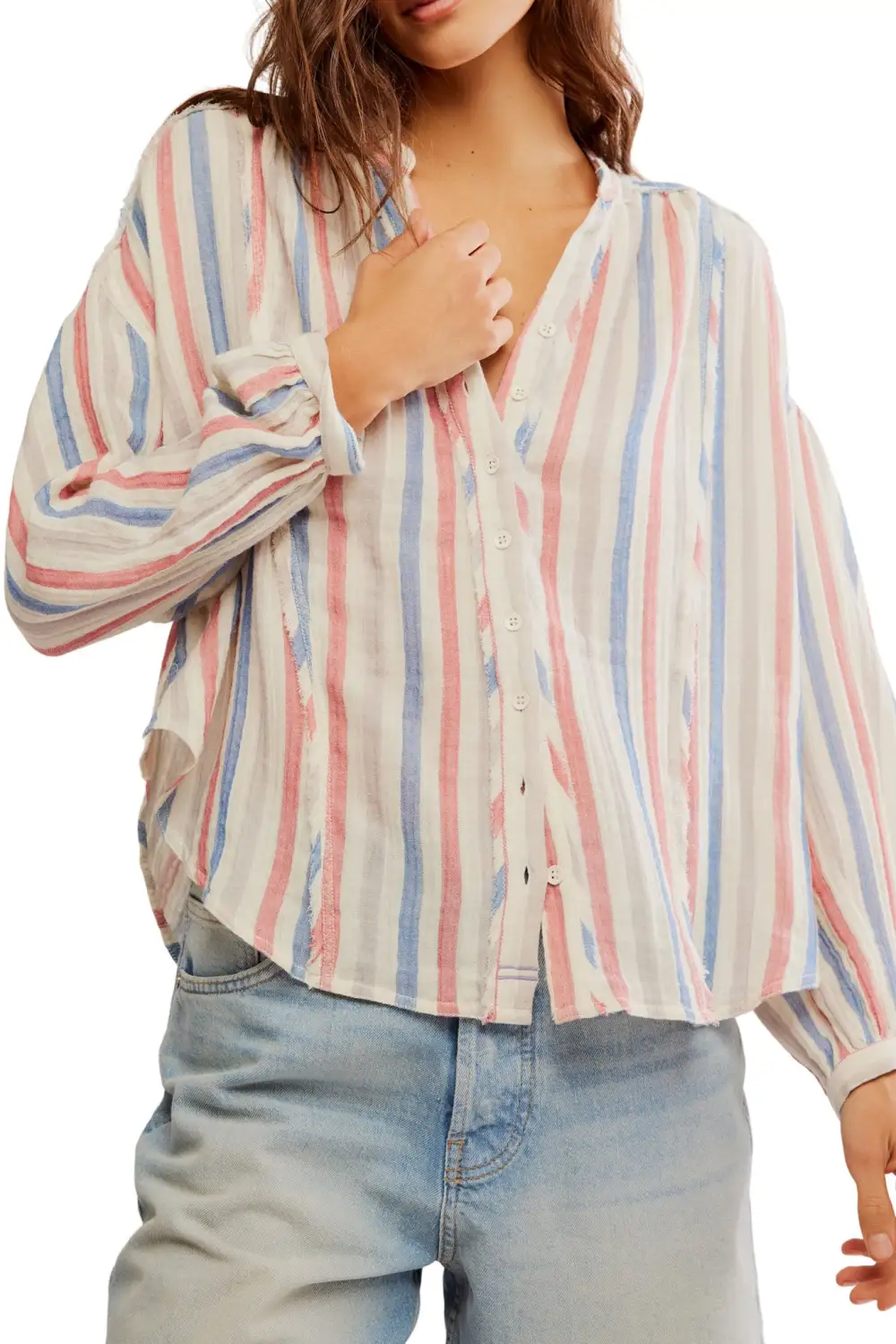 Striped Button Front Collared Shirt