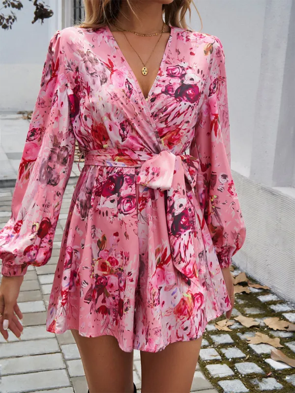 Bella Floral Long Sleeve High Waist Jumpsuit