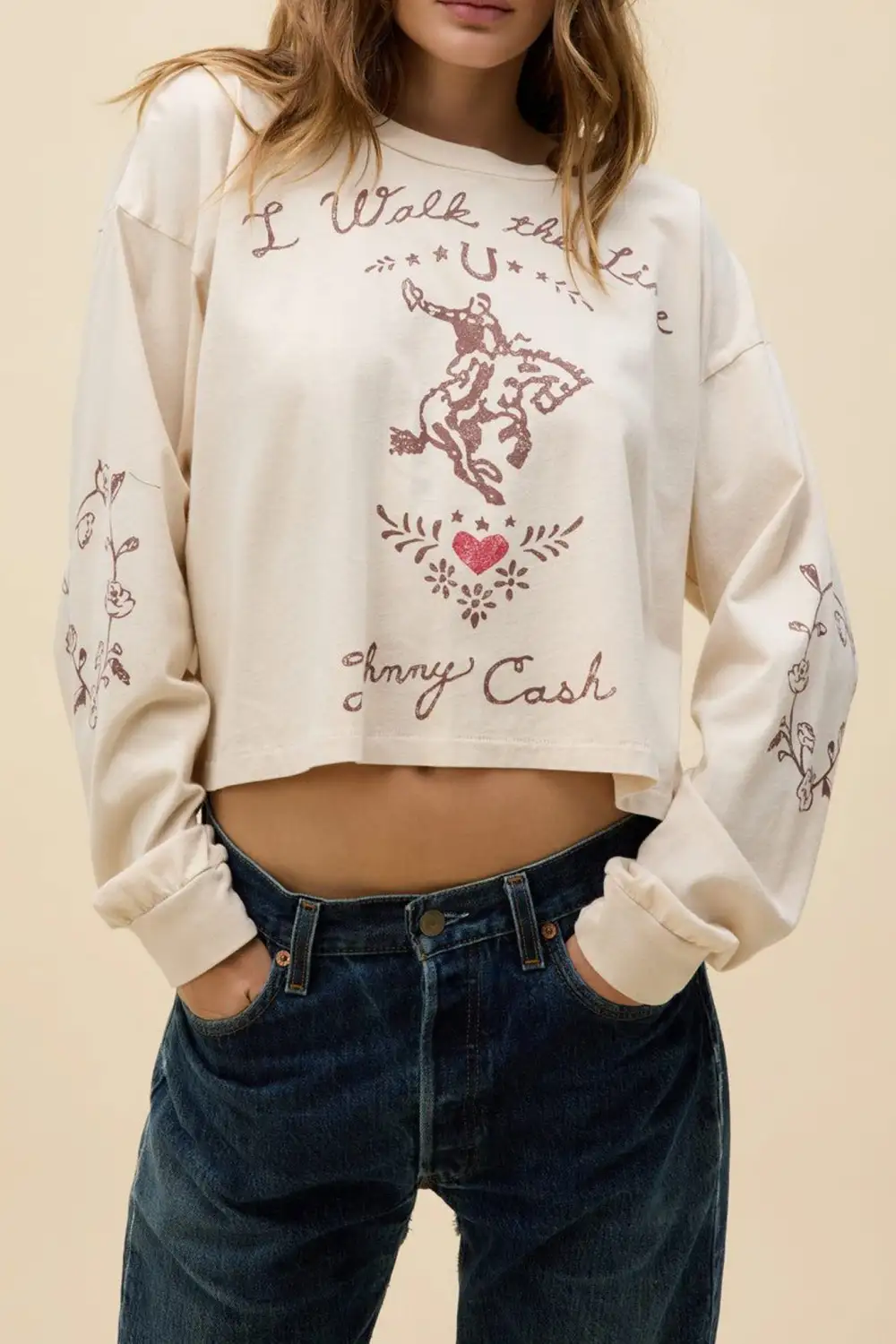 Ribbed Boxy Relaxed Long Sleeve Tee