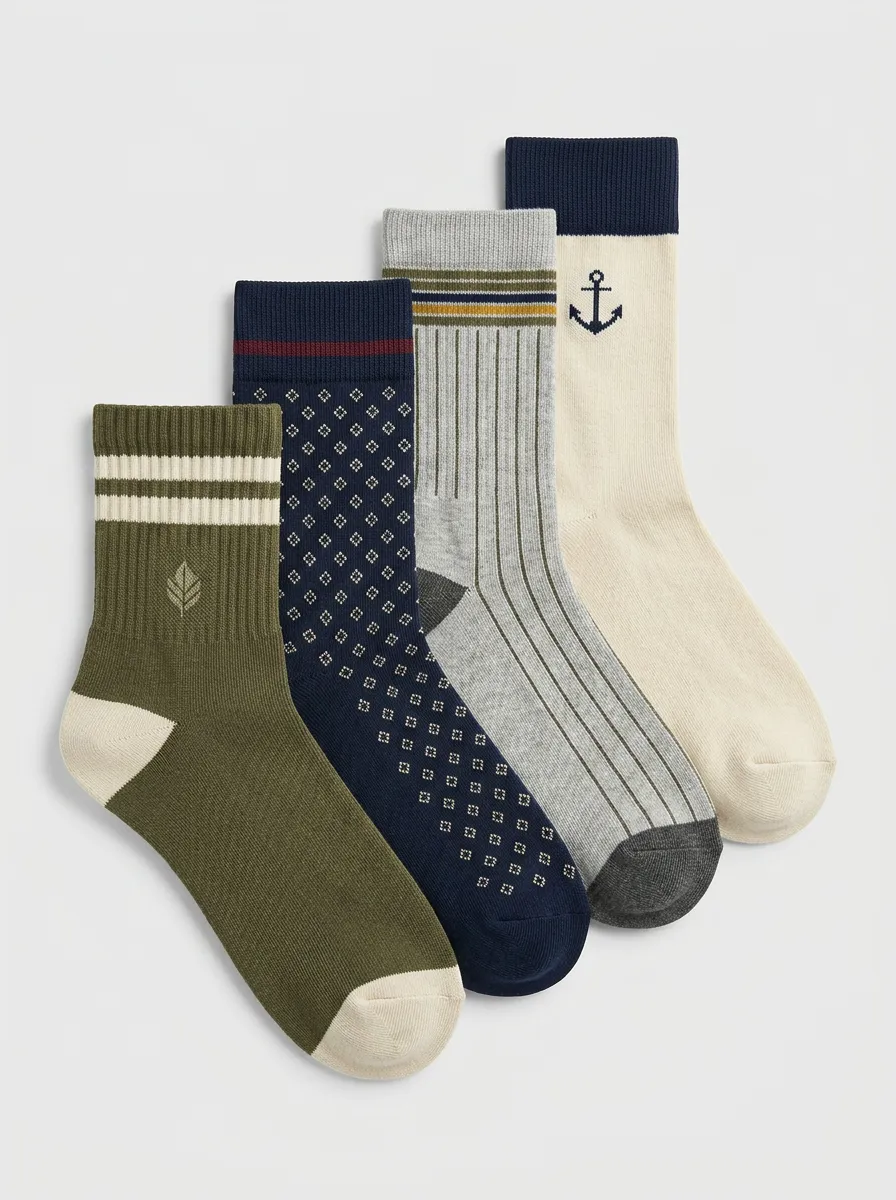 Men's Easygoing Four Pair Socks