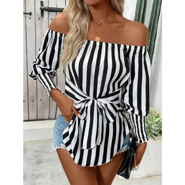 Off-shoulder Long Sleeve Blouse