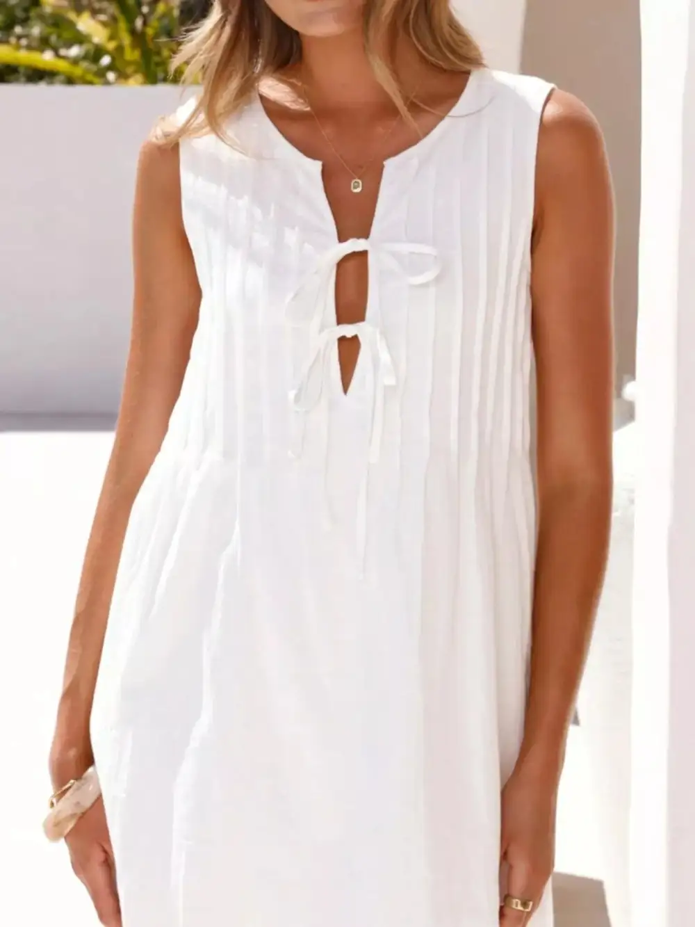 Balanced Detail Sleeveless Mini Dress