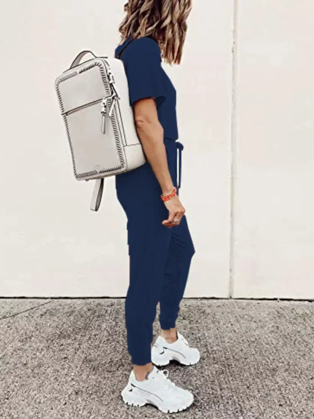 Full Size Round Neck Top and Drawstring Pants Set Plus Size