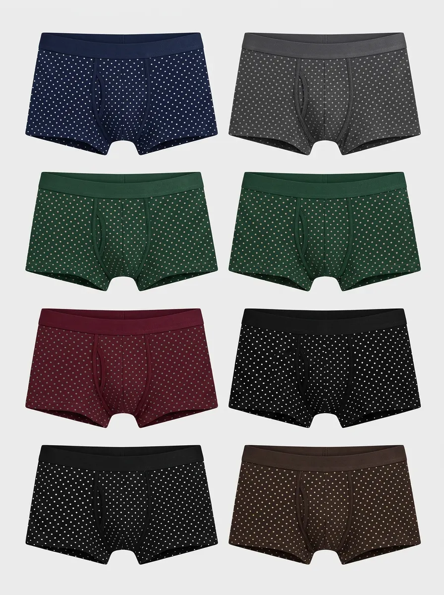 Men's Assorted Polka Dot Patterned Boxer Briefs Multi-Pack