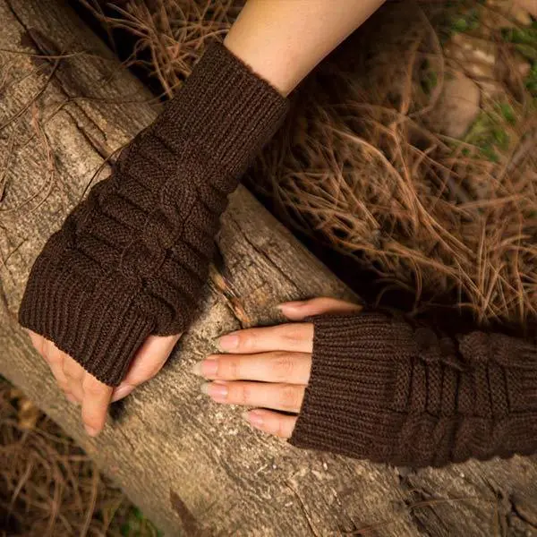 Women'S Half Finger Warm Thick Wool Gloves 37280337C