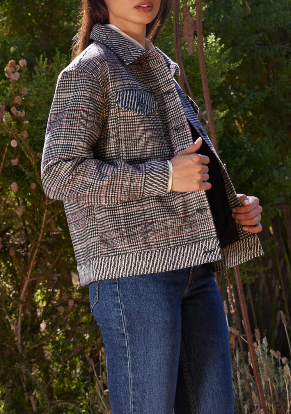 Plaid Drop Shoulder Jacket