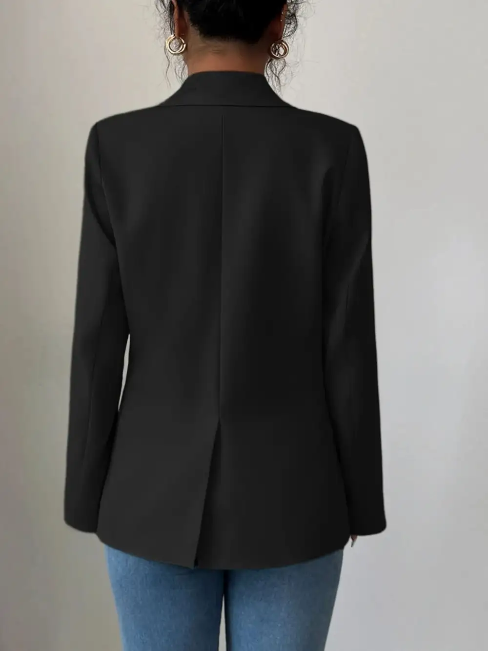 Streamlined Single-Button Lapel-Collar Blazer