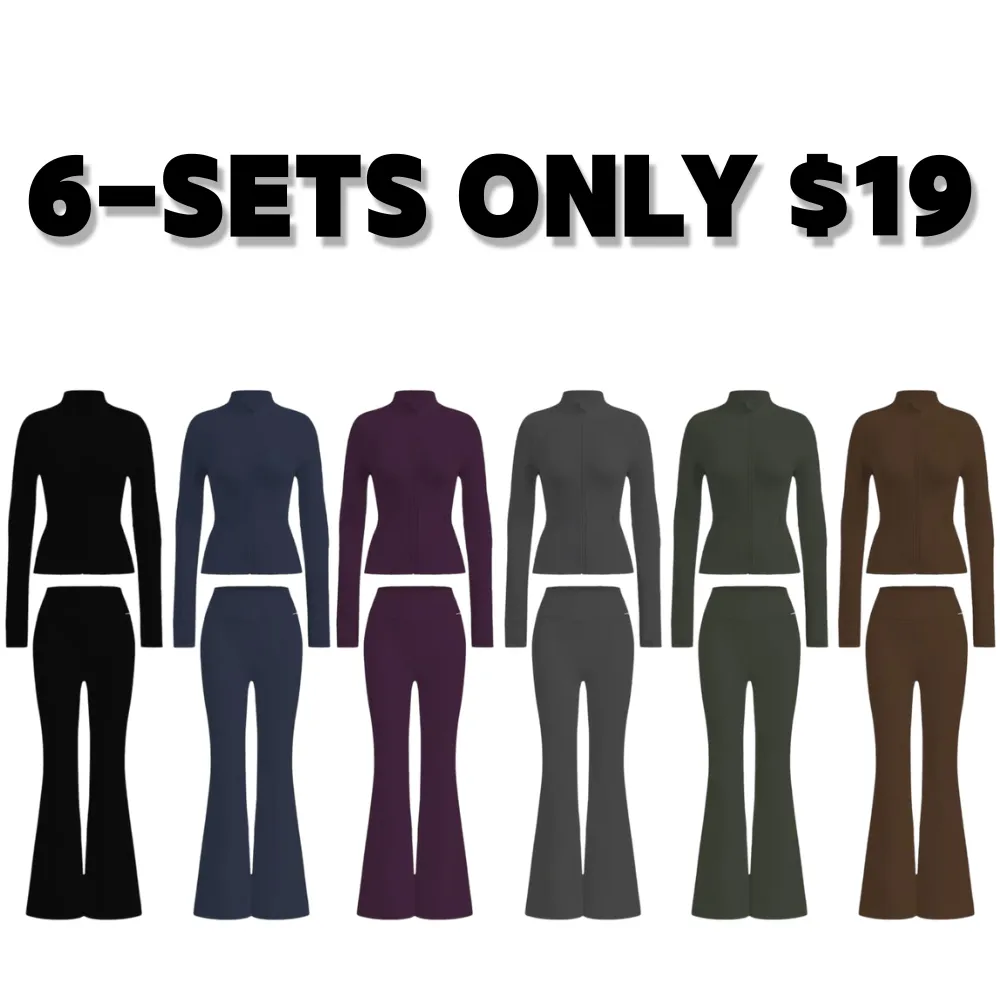 2PCS Slim-It BBL Jacket and Flare Leggings Daily Set