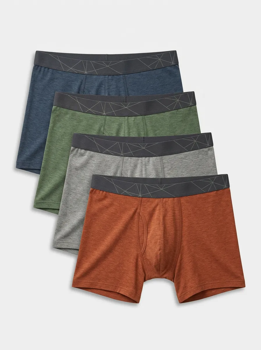 Streamlined Geometric Printed Waistband Detail Detail Men's Four Pack Boxer Briefs