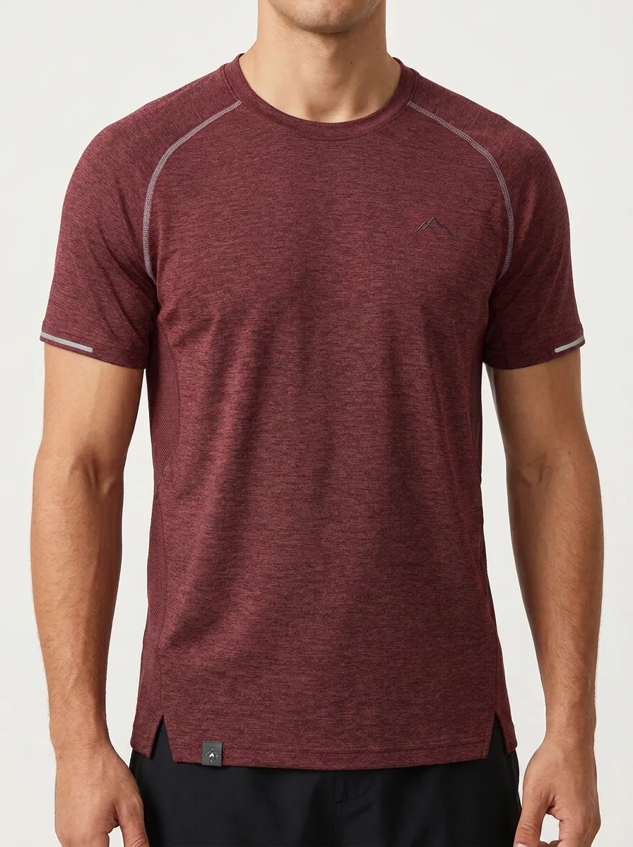 Men's Mountain Athletic Mesh Textured Raglan Performance Sport Crewneck T-Shirt