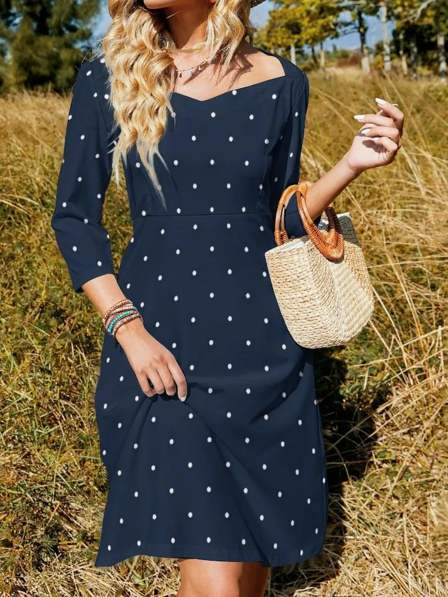 Vintage Polka Dot Long Sleeve Dress