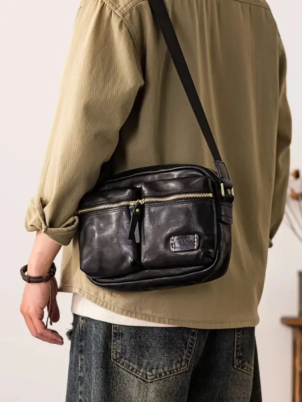 Men’s Genuine Leather Satchel Bag – Soft Structured Work, Travel & Weekend Tote