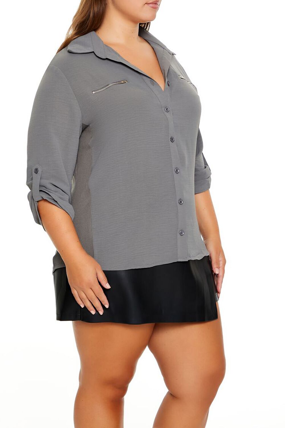 Plus Size Roll-Tab Sleeve Shirt