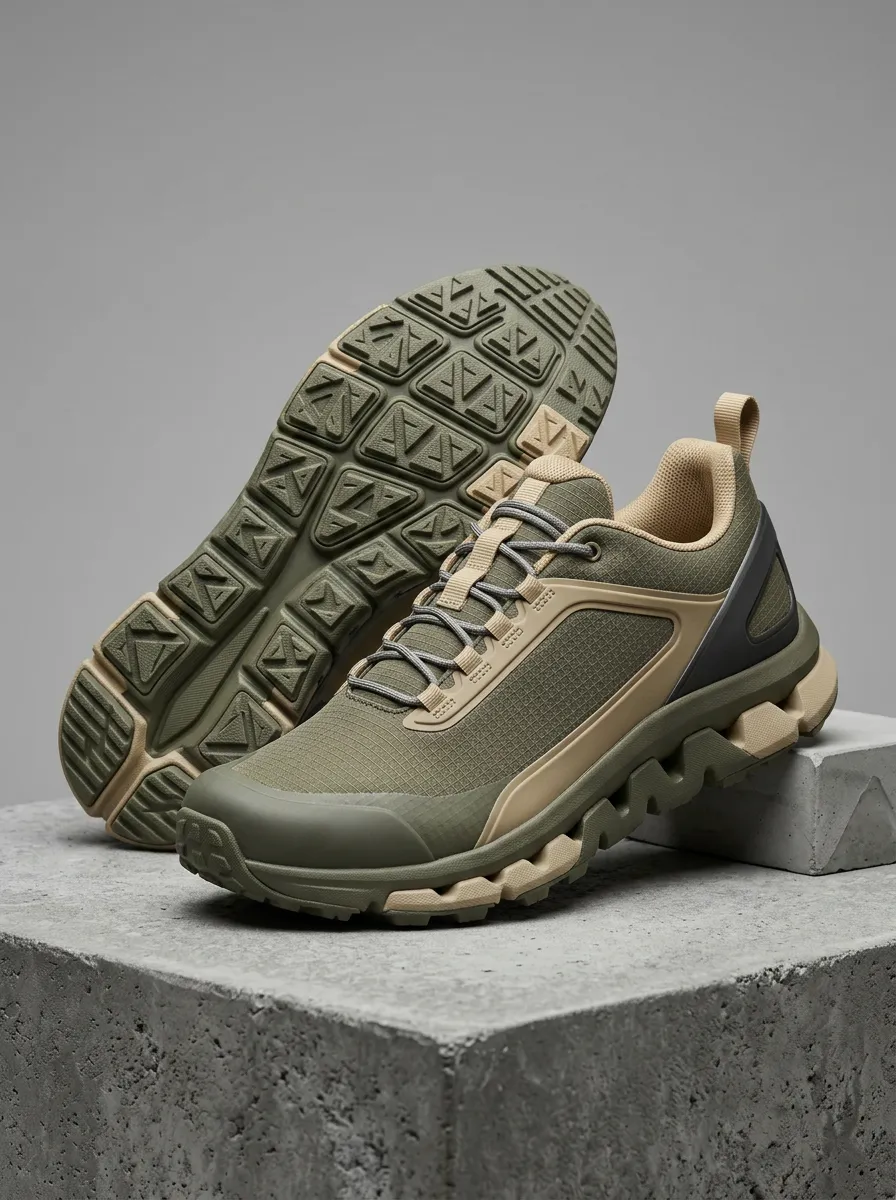 Men's Outdoor Tactical Olive Green Printed Sneakers